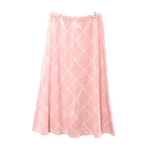 Lemmie for Nina Leonard High Rise A-Line Midi Skirt Plaid White Pink Womens S